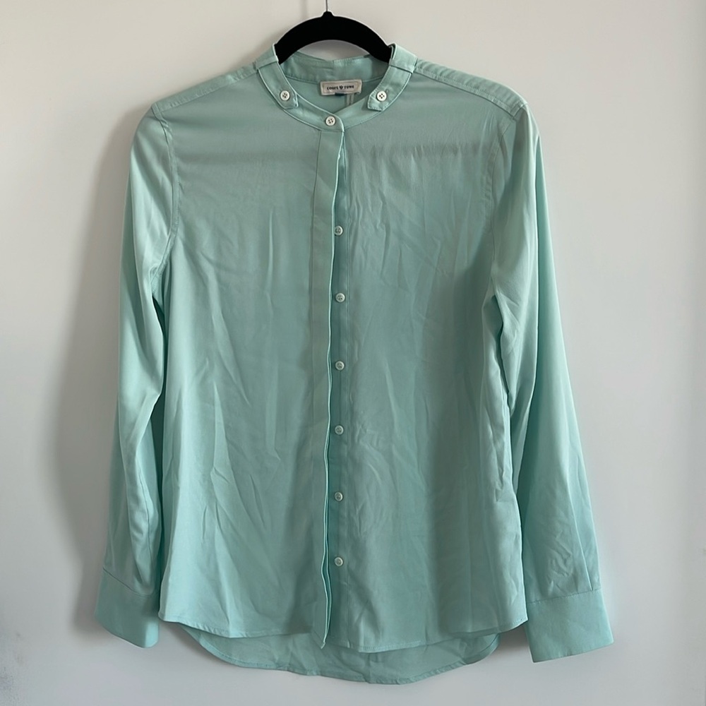 Court & Rowe Mint Green Mock Collar Button-Down, Size XS